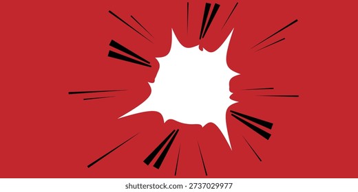Shouting bubble. Comic yelling blank speech balloon with red background