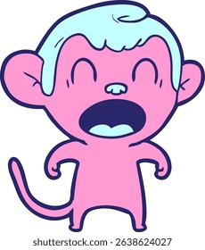 shouting cartoon monkey in bright neon colors
