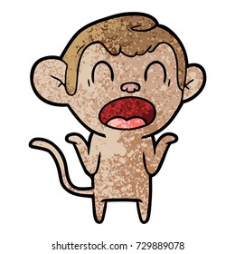 shouting cartoon monkey shrugging shoulders