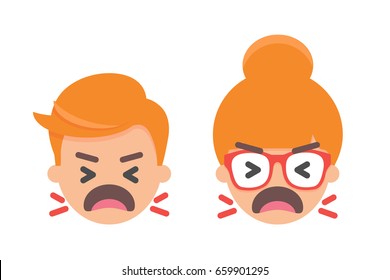 Shouting emoji male and female character
