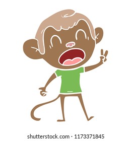 caricatura de estilo de color plano gritando mono