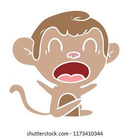 shouting flat color style cartoon monkey