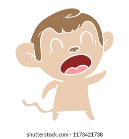 shouting flat color style cartoon monkey