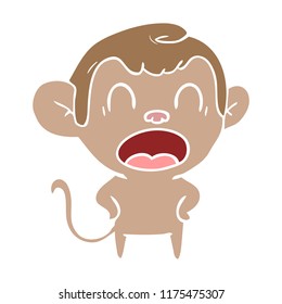 shouting flat color style cartoon monkey