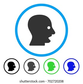 Shouting Head rounded icon. Vector illustration style is a flat iconic symbol inside a circle, black, grey, blue, green versions. Designed for web and software interfaces.