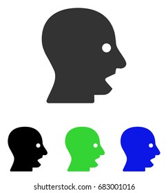Shouting Head vector icon. Illustration style is a flat iconic colored symbol with different color versions.