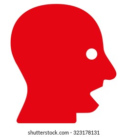 Shouting Head vector icon. Style is flat symbol, red color, rounded angles, white background.
