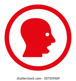 Shouting Head vector icon. Style is flat rounded symbol, red color, rounded angles, white background.