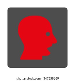 Shouting Head vector icon. Style is flat rounded square silver button with red symbol, white background.