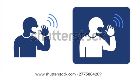Shouting icon, with contrast background.