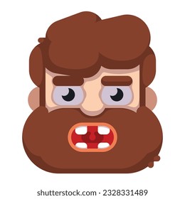 Shouting man face. flat style beard man face. vector illustration