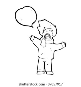 shouting man in high wind cartoon