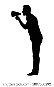 Shouting man silhouette vector on white background
