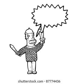 shouting medieval soldier