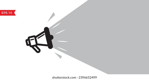 Shouting megaphone vector Black and white icon illustration on white background. Eps 10.