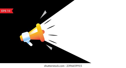 Shouting megaphone vector Black and white icon illustration on white background. Eps 10.