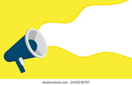vector de megáfono grito Ilustración sobre fondo de banner azul, concepto de unirse a nosotros, vacante de empleo y anuncio en diseño moderno de estilo de dibujos animados planos