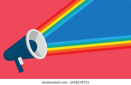 shouting megaphone vector Illustration on blue banner background, concept of join us, job vacancy and announcement in modern flat cartoon style design