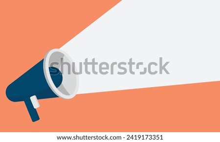shouting megaphone vector Illustration on blue banner background, concept of join us, job vacancy and announcement in modern flat cartoon style design