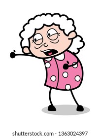Shouting - Old Cartoon Granny Vector Illustration