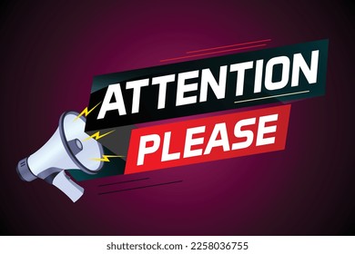 gritando en megáfono con atención por favor concepto de ilustración de vector de palabras, puede usar para, página de inicio, plantilla, ui, web, aplicación móvil, afiche, banner, volante