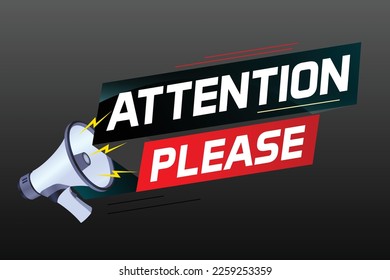 gritando en megáfono con atención por favor concepto de ilustración de vector de palabras, puede usar para, página de inicio, plantilla, ui, web, aplicación móvil, afiche, banner, volante
