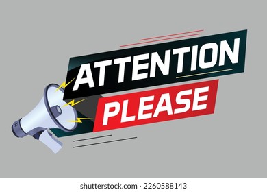 gritando en megáfono con atención por favor concepto de ilustración de vector de palabras, puede usar para, página de inicio, plantilla, ui, web, aplicación móvil, afiche, banner, volante