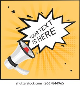 Shouting Out Loud Comic Style Megaphone Announcement