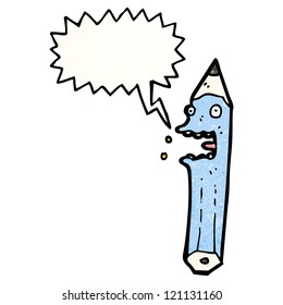 shouting pencil cartoon character