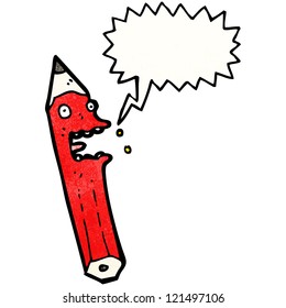 shouting pencil cartoon character