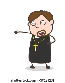 Shouting Priest Hand-Gesture Vector Illustration