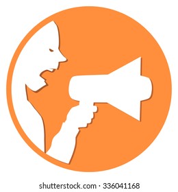 shouting through megaphone