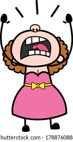 Shouting Young Lady Cartoon Vector Illustration
