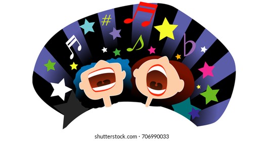 shout.Sing a loud song call.Shout happily