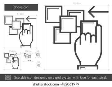 Shove vector line icon isolated on white background. Shove line icon for infographic, website or app. Scalable icon designed on a grid system.