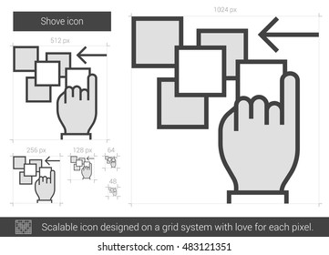 Shove vector line icon isolated on white background. Shove line icon for infographic, website or app. Scalable icon designed on a grid system.