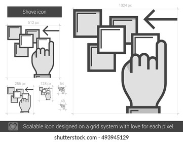 Shove vector line icon isolated on white background. Shove line icon for infographic, website or app. Scalable icon designed on a grid system.