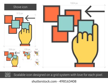 Shove vector line icon isolated on white background. Shove line icon for infographic, website or app. Scalable icon designed on a grid system.