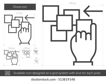 Shove vector line icon isolated on white background. Shove line icon for infographic, website or app. Scalable icon designed on a grid system.