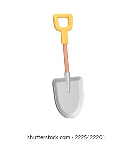 Shovel 3d icon. hand tool for working in ground. Isolated object on transparent background
