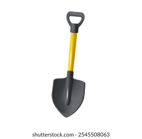 Shovel 3D illustration for web. Equipment for garden. Simple garden shovel sign vector design. Shovel with handle web icon isolated on white background. Shovel spade clipart logo. Garden, building