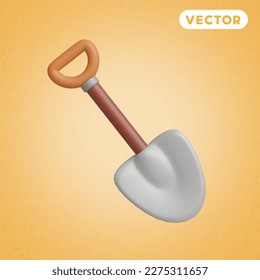 shovel 3D vector icon set, on a orange background