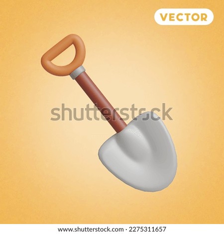 shovel 3D vector icon set, on a orange background