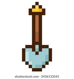 Schaufel für 8-Bit-Spiele. Vektor-Symbol im Pixel-Art-Stil