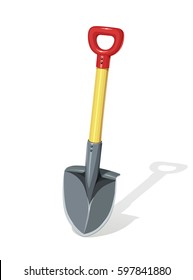 Shovel. Agriculture and building tools for work. Instrument for diging. Horticulture spade inventory for dig. Gardening equipment. Isolated white background. Eps10 vector illustration.