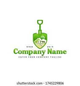 shovel, agriculture vector logo template