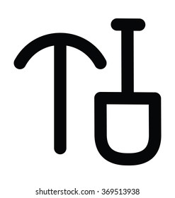 Shovel and Axe Bold Line Vector Icon