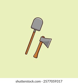 Shovel And Axe Vector Illustration