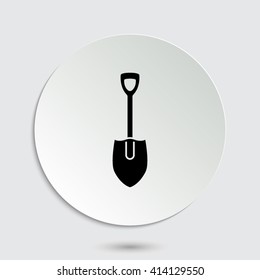 shovel - black vector icon  with shadow