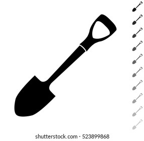 Shovel - black vector icon and ten icons in  shades of grey